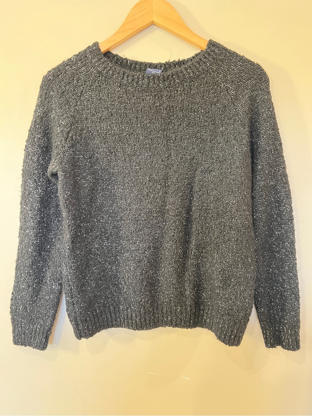 GAP Black Silver Fleck Knit Sweater Women’s SP Cozy Crewneck Pullover - Picture 3 of 5